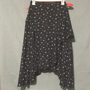 Navy Blue Floral Print Skirt